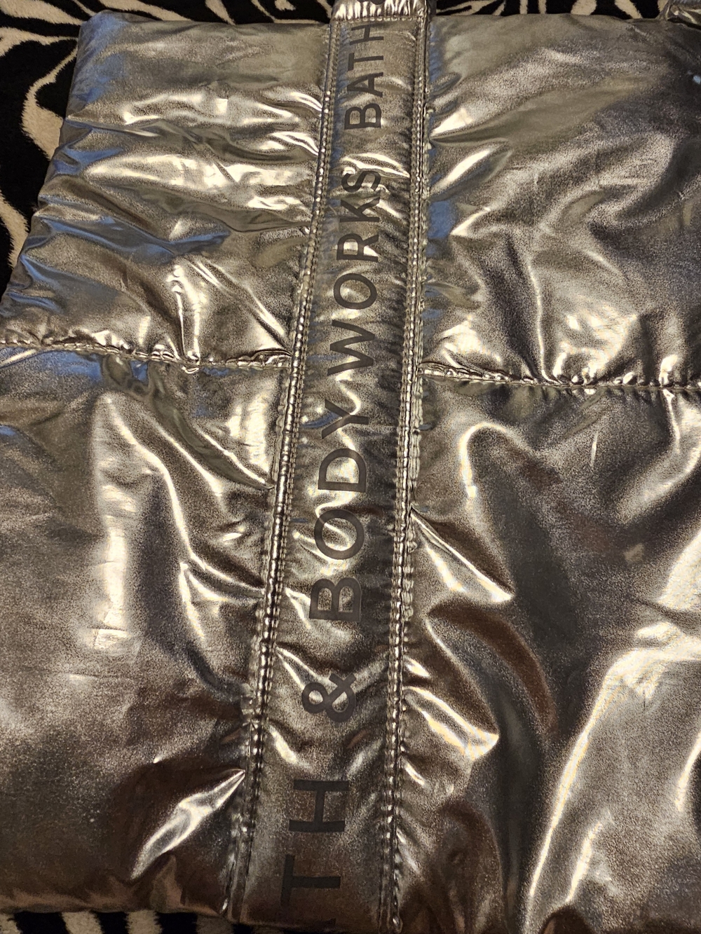 Bath & Body Works Metallic Silver Tote Bag